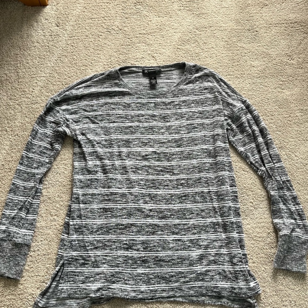 Gray Striped Long Sleeve Top